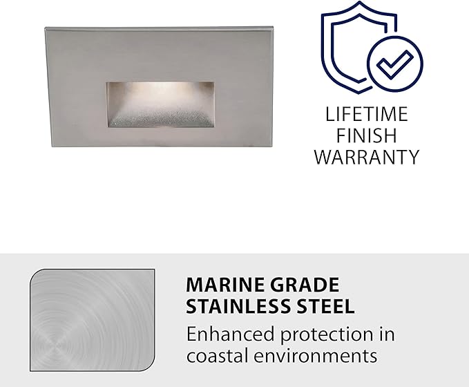 WAC Landscape Lighting, LEDme 120V LED Horizontal Indoor and Outdoor Step and Wall Light 2700K Built-in LED in Stainless Steel