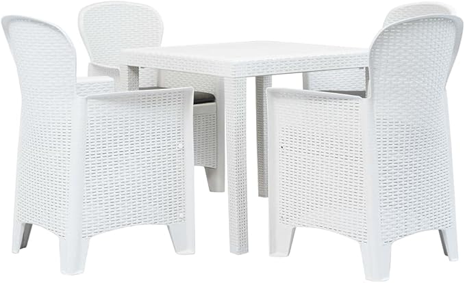 Bistro Set,Patio Lounge Set,Outdoor Patio Furniture,Outdoor Chat Conversation Set,Garden Furniture Sets,for Patio,Backyard,Garden,Outdoor,5 Piece Plastic White Rattan Look