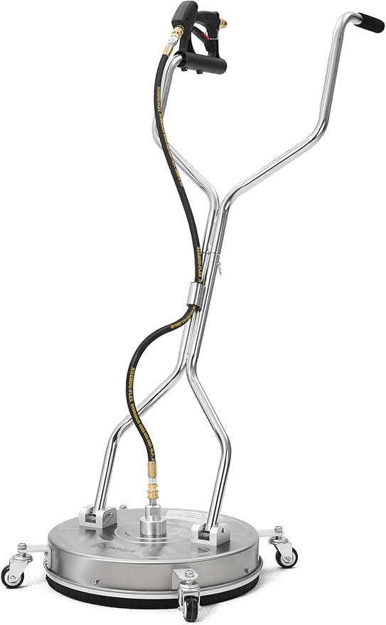 Dapper Supply 20 in. Pressure Washer Surface Cleaner in Stainless Steel w/Handles & Wheels, 4350 Max PSI, 3/8" Connector & 2 Adapters Ideal for Driveways, Sidewalks, Patios, Decks