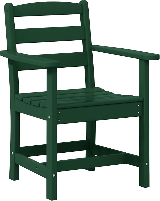 WestinTrends Ashore Outdoor HDPE Patio Classic Dining Arm Chair, Dark Green