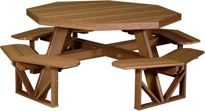 Furniture Barn USA Poly Lumber Octagon Picnic Table, Antique Mahogany