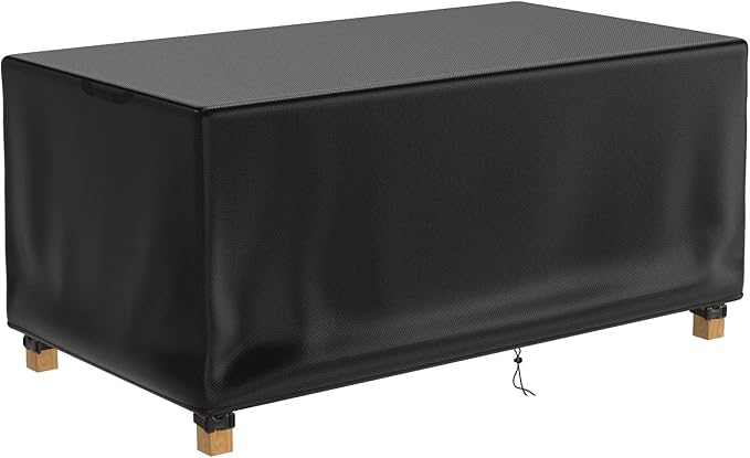 Patio Table Cover 100% Waterproof, 64x45x28 inch Outdoor Table Cover Rectangular, Patio Furniture Cover for Dinning Furniture, Picnic Coffee Tables Chairs and Sofas, Black