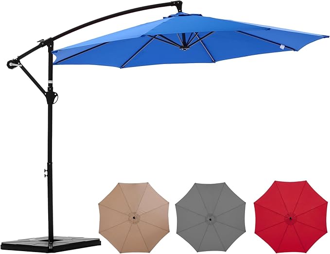 10FT Patio Umbrella, Offset Cantilever Outdoor Patio Table Umbrella, UV Protection, Fade Resistant Fabric, Easy Tilt Adjustment for Pool, Deck, Garden, Backyard