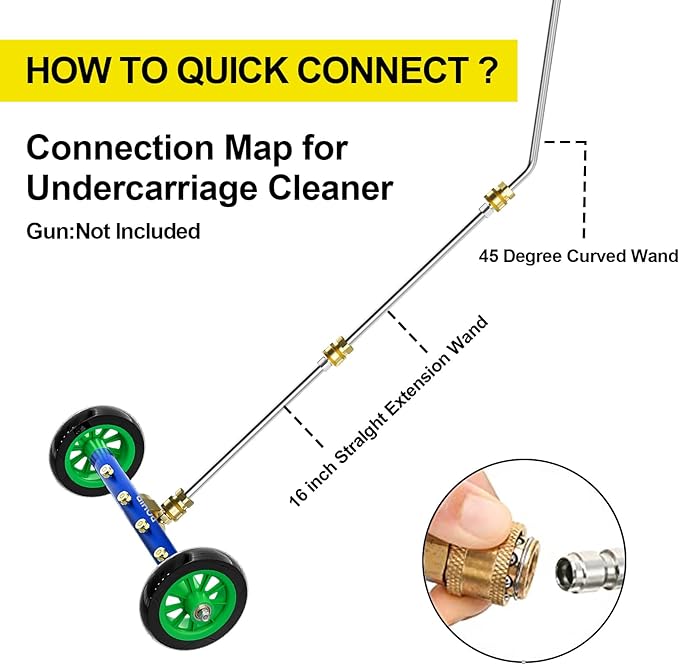 POHIR Undercarriage Pressure Washer Attachment Pro Max 16", Surface Cleaner Water Broom with 3pcs Extension Wand and Quick Connect Pivot Coupler 4800psi, 2 in 1 Underbody Car Washer