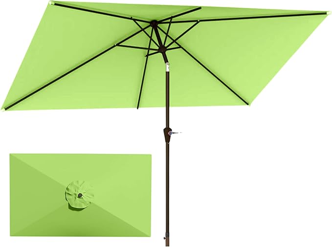 6.5'x10' Rectangular Patio Outdoor Umbrella,Large Coverage with Push-Button Tilt & UV Protection,Sturdy Ribs for Deck,Lawn,Pool,Backyard