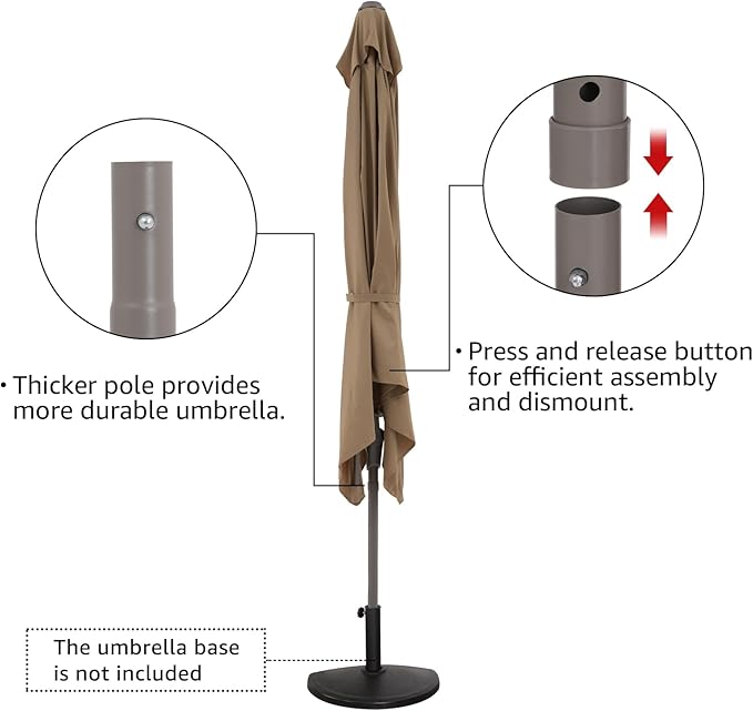 COBANA 7.5’by 4’Half Rectangular Outdoor Patio Umbrella for Patio, Balcony, Garden, Deck, Beige