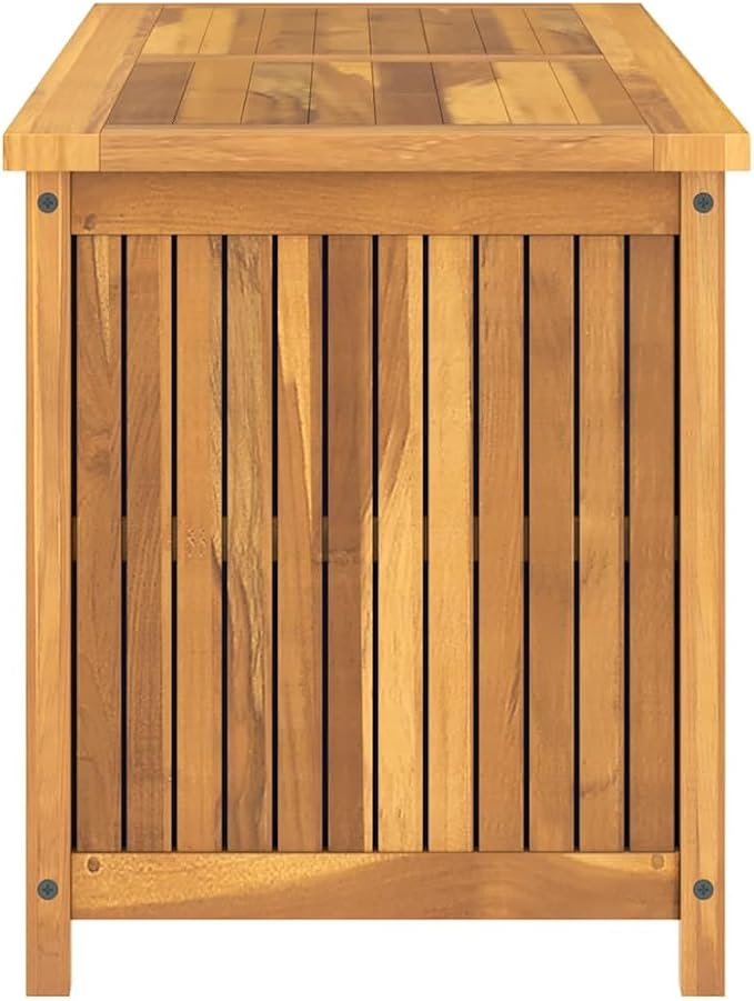 Rustic Teak Wood Garden Storage Box, Oiled Finish, 45-inch Outdoor Deck Box for Patio, Weather-Resistant, Durable Solution for Tools, Cushions, and Toys