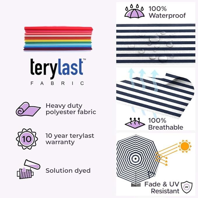 Midtown Umbrellas 10 Ft Outdoor Cantilever Patio Umbrella w/Terylast Black & White Stripes - Tilt 360° Offset Patio Umbrella, Deck Patio Umbrella, Backyard Umbrella & Garden Umbrella - Black Frame