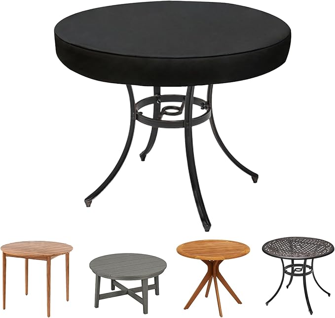SUNICO Outdoor Round Table Cover 36" Dia, Patio Table Cover Round for Patio Circle Coffee Table & Tea Table & Picnic Table.Windproof, Waterproof, Stain-Resistant, Durable Table Cover