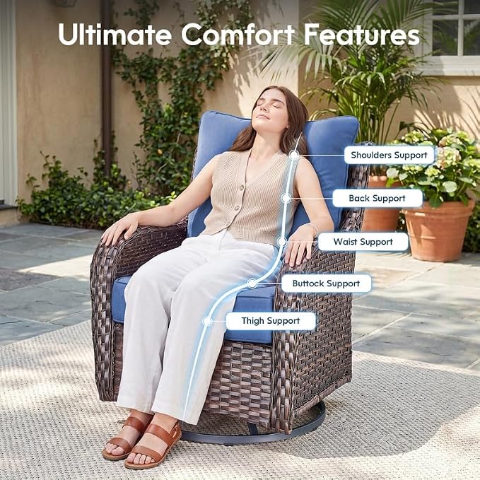 Luxury 22*24*6in Outdoor Patio Cushions, 6 Pieces Navy Blue Outdoor Cushion | 6'' Thick Outdoor Cushions, Water-Resistant, Reversible, Removable Cover, for Patio Chairs Sofa Couch Loveseat