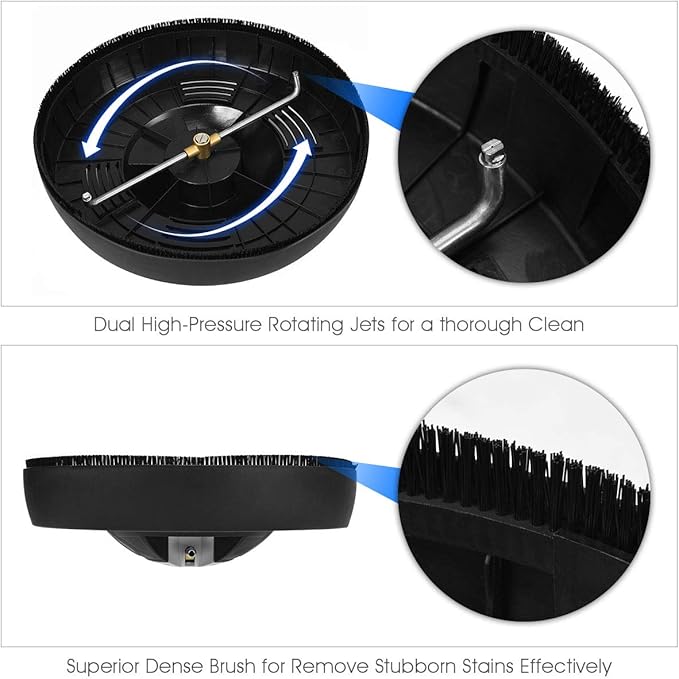 Goplus Pressure Washer Surface Cleaner, 16-INCH Power Washer Scrubber Attachment, Great for Cleaning Driveway Sidewalk with 1/4" Quick Connection, 3000PSI 1450RPM
