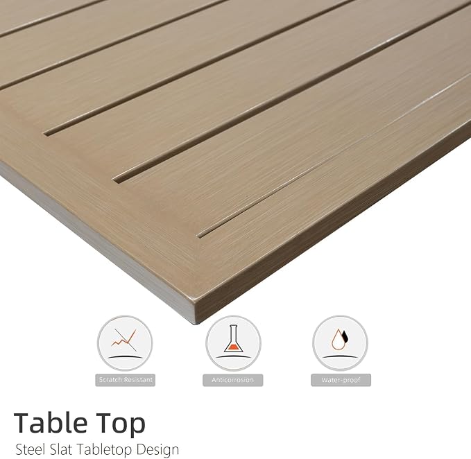 Patio Table for Garden Backyard Use,63" x 38" Large Weather-Resistant Outdoor Dining Table for 6 Person