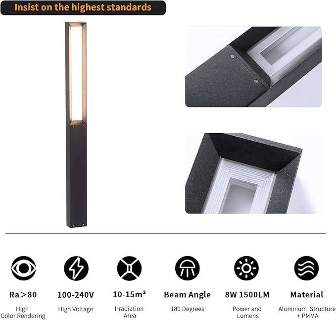 Landscape Path Light, 71" Modern Outdoor LED Pathway Lights, IP65 Waterproof Bollard Lighting for Yard, Driveway, Lawn, Courtyard & Garden Decoration