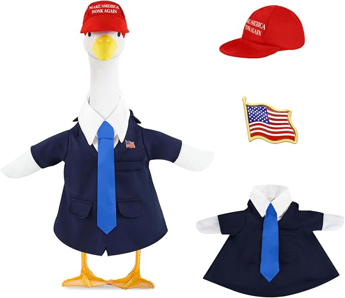 4 Pcs Porch Goose Outfits, for 23-28 Inch Porch Goose | ,Patriotic Costume for Plastic/Cement Statue for Outdoor Courtyard Garden Terrace Art Decoration (Blue, 23-28IN)