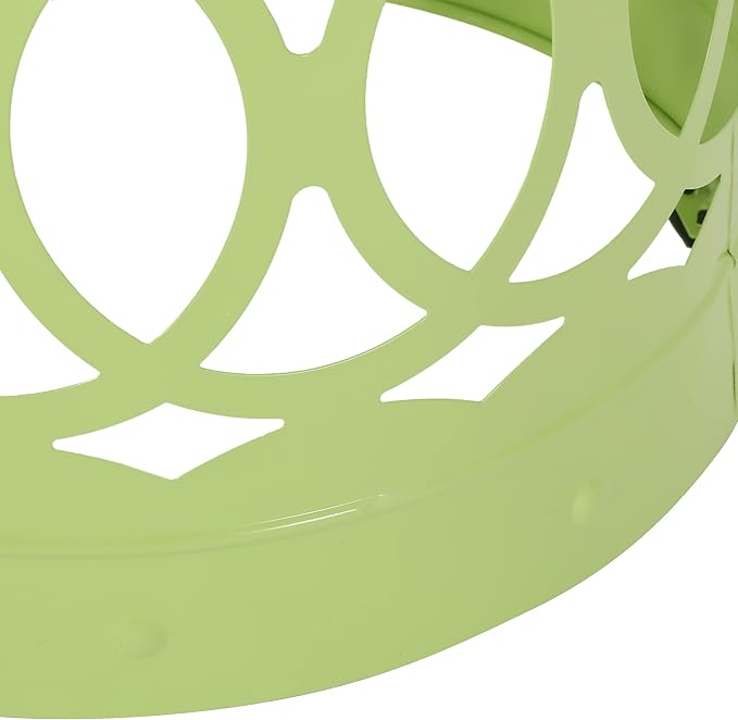 Set of 2 Round Metal Patio Side Tables Steel Accent End Tables with Geometric Circle Cut-Outs Weather Resistant Small Outdoor Furniture for Deck Pool Yard Balcony No Assembly,Green