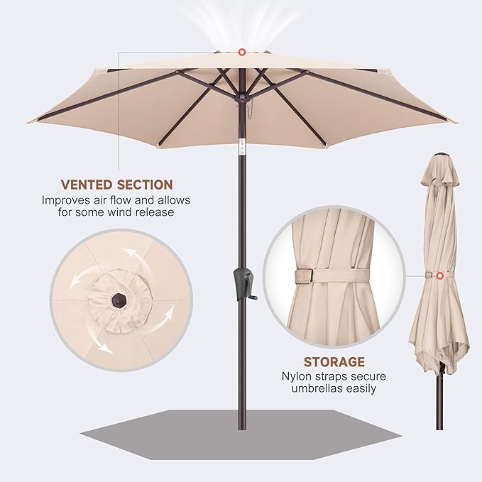7.5ft Outdoor Patio Umbrella - Table Umbrella Waterproof UV Protection, Sombrillas de Patio with Push Button Tilt, Sun Umbrella for Pool, Porch, Garden, Deck, Backyard (Beige)