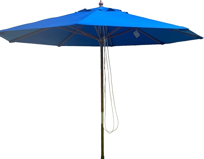 9' Octagonal Wooden Market Umbrella with Pulley System, Wood Frame, Maple Handle, Acrylic Canopy, UV Blocking, Patio Use