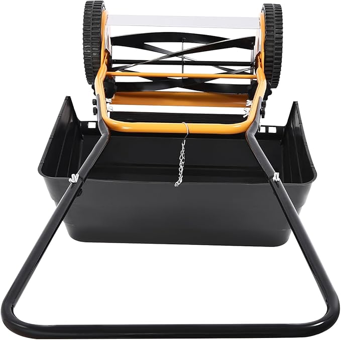 Reel Lawn Mower, 2-in-1 14-Inch 5-Blade Push Lawn Mower w/Grass Collecting Box, 0.47-1.65 inches Adjustable Cutting Height Manual Lawn Mower (14 Inch)