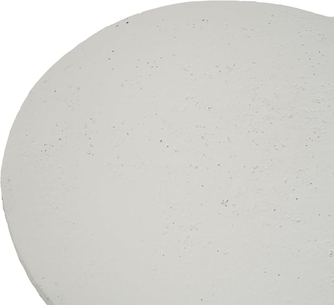 Merax Small Outdoor Patio Side Table, Modern MGO Accent End Table for Indoor Outdoor, 20.87" Height Small Round Patio Coffee Table with Vase-Shaped Base, No Need Assembly, White Textured Stone-Look