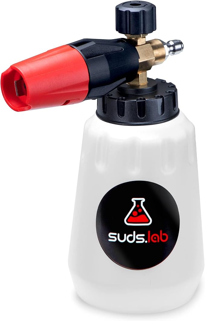 Suds Lab F1 Professional Foam Cannon with 32 Ounce Canister | Adjustable Foam Nozzle, Quick Connect Pressure Washer, Car Washing