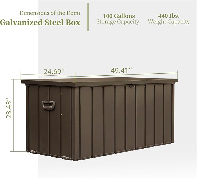 Geelife 100 Gallon Outdoor Storage Deck Box - Lockable Dark Brown