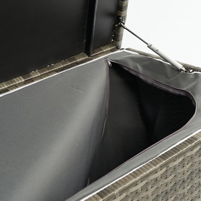 113 Gallon Outdoor Storage Box, Wicker Deck Box with Lid for Cushions, Toys, Towels, and Patio Supplies