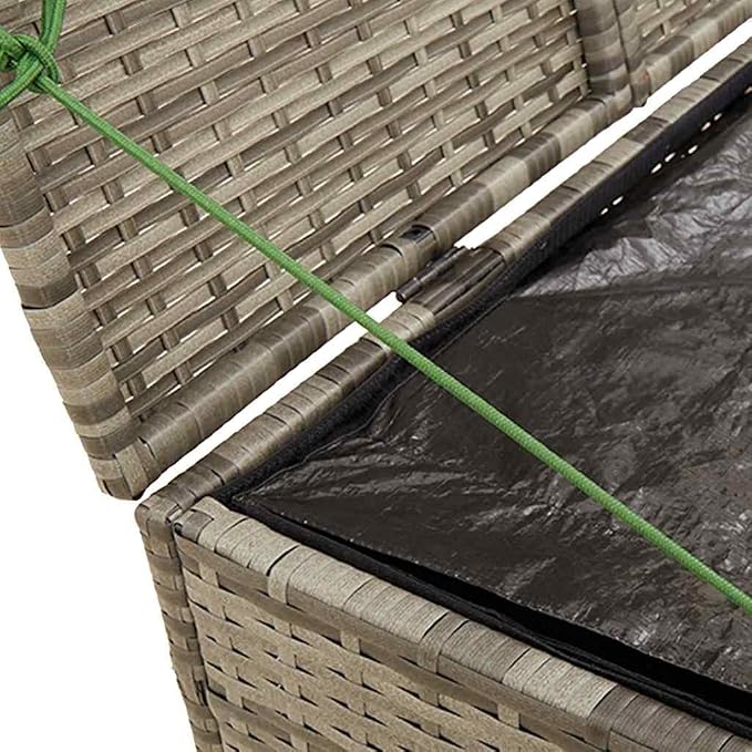 Garden Storage Box 76.9 Gallon Gray Poly Rattan Outdoor Deck Box for Patio Cushions Gardening Tools and Terrace Accessories 291L Rectangular Woven Storage Bin