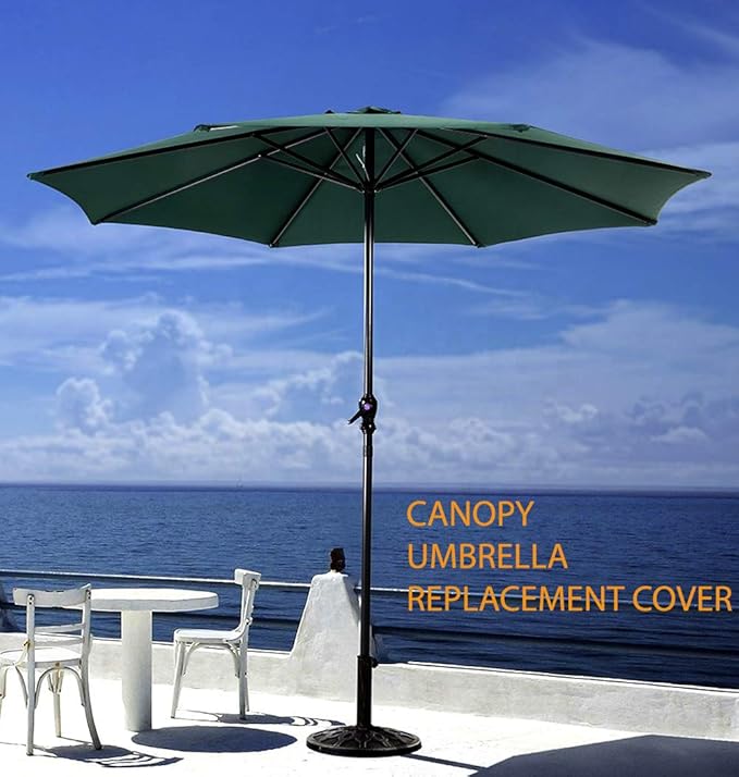 BELLRINO DECOR Replacement Hunter Green " STRONG & THICK " Umbrella Canopy for 9ft 6 Ribs (Canopy Only)