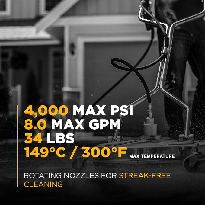 BE Power Equipment 24" Whirl-A-Way Stainless Steel Commercial Pressure Washer Surface Cleaner for Hot/Cold Water