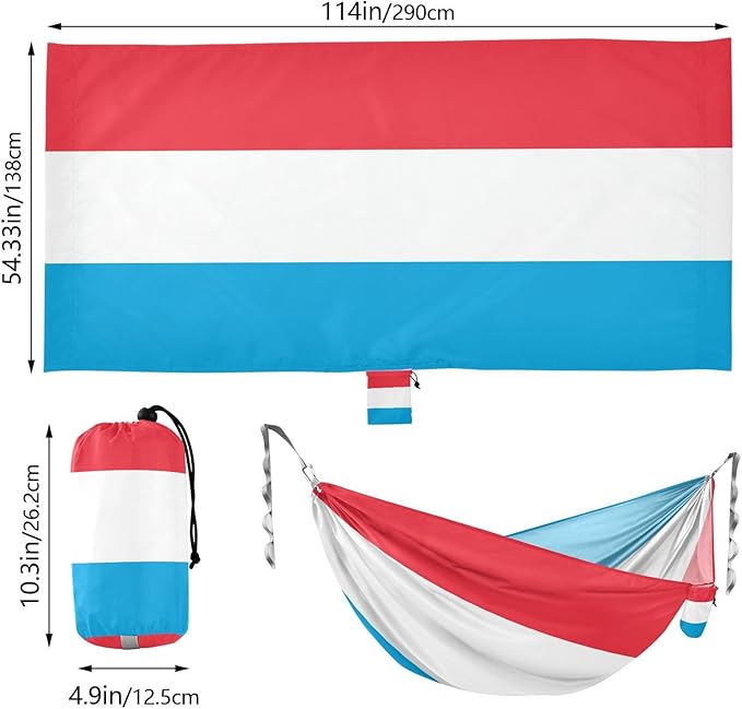 National Flag of Luxembourg Hammocks with Portabl Carry Bag Backyard Hammock for Indoor Outdoor Patio