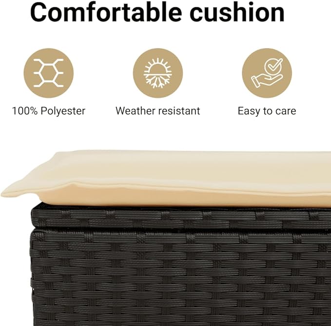 vidaXL Patio Sofa Set with Cushions 10 Piece, Outdoor Conversation Set, Sectional Sofa for Balcony Garden, Modern Style, Black Poly Rattan