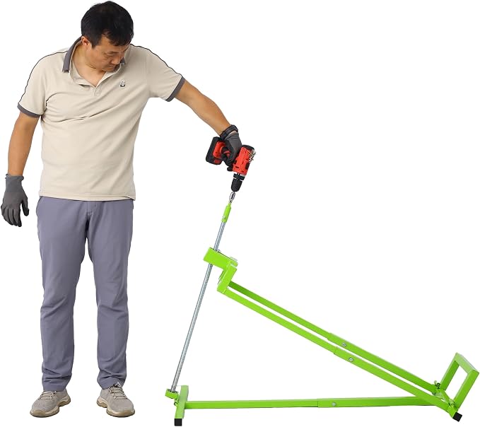 Foldable Lawn Mower Lift for Riding Tractors, Portable Lawn Mower Jack Lift Zero Turn & Telescoping Lawns Tractor Lifts with Adjustable Height/Manual or Power Handles, 880 LBS Capacity (Lime Green)