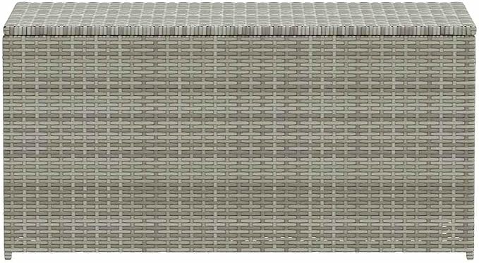 Patio Storage Box Outdoor Deck Bin 39.4 x 19.7 x 19.7 Inches, Weather-Resistant Poly Rattan Garden Organizer with Liner, Gray