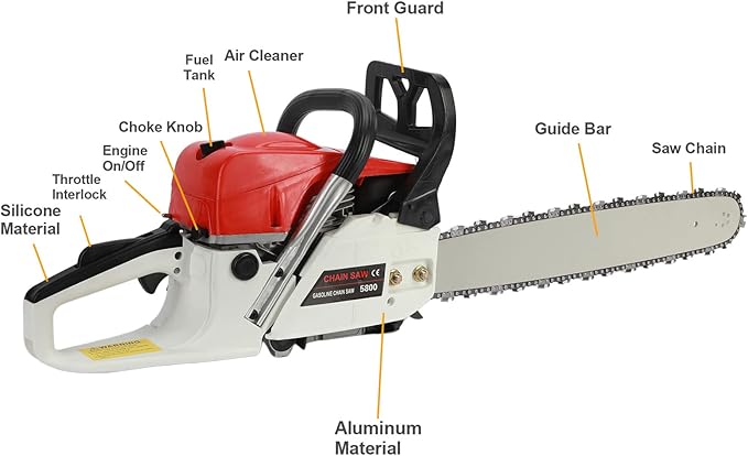 58CC Gas Powered Chain Saw, 20 Inches Cordless Chain Saw for Wood Cutting and Tree Trimming