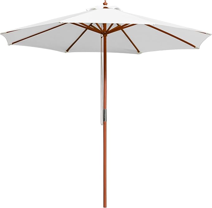 Yescom 9ft Coastal Solid Wood Umbrella Pulley Lift Commercial Base with Wheel Included for Seaside Restaurant Terrace Poolside Beach Club