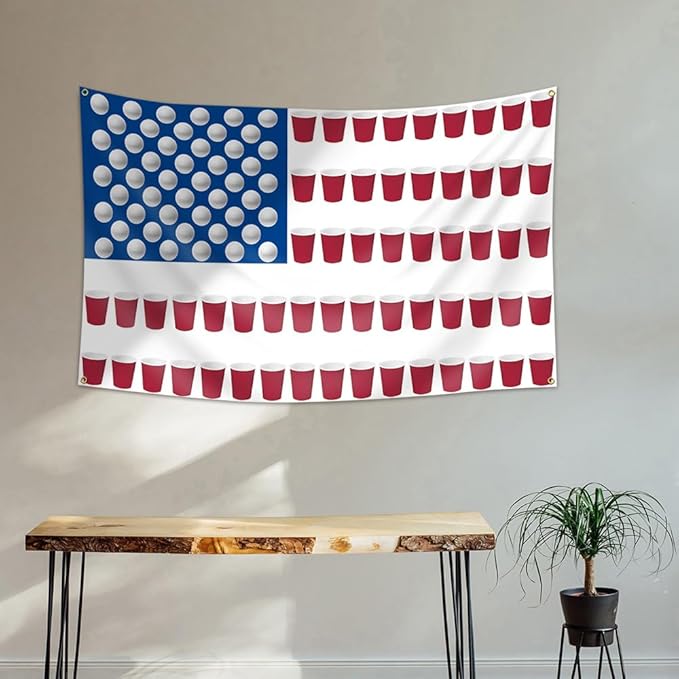 Student Athlete Pong American Flag 3x5Ft Funny Cool Frat Flags for College Dorm,Bedroom,Parties,Garden Decor