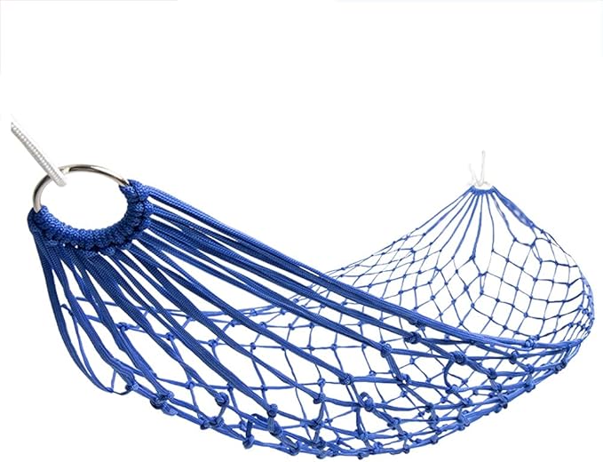 Camping Hammock, Outdoor Cotton Fabric Hammock, Comfortable Portable Camping Hammock with Tree Straps and Carrying Bag, Perfect for Patio Balcony Yard Garden(Blue)