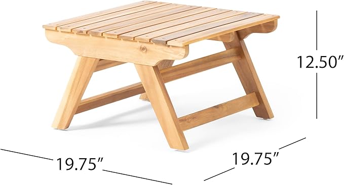 Christopher Knight Home Sedona Outdoor 2 Seater Acacia Wood Conversation Set with Coffee Table, Teak and White