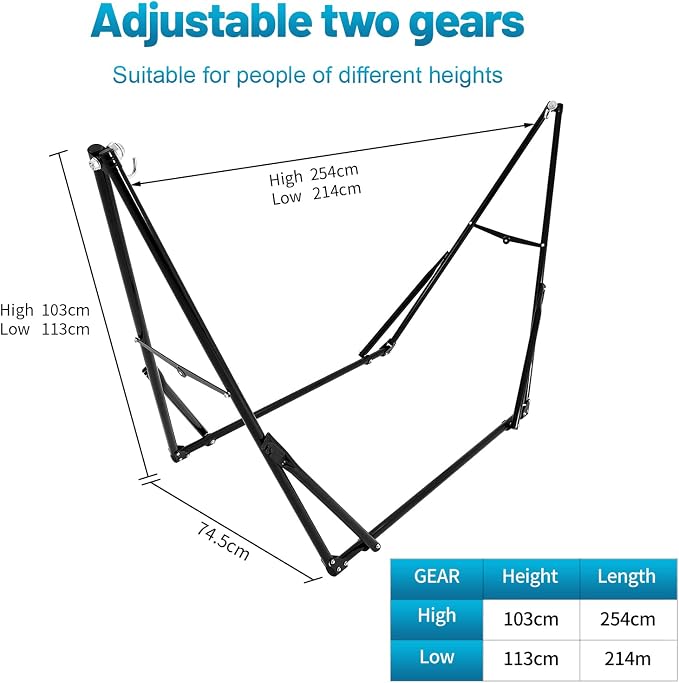 Portable Hammock with Stand for Outside or Inside,No Tree Required | 1 Minutes Tool-Free Setup | Adjustable Hammock for Indoor Outdoor Patio Yard | Carry Bag Included |450 lbs Capacity