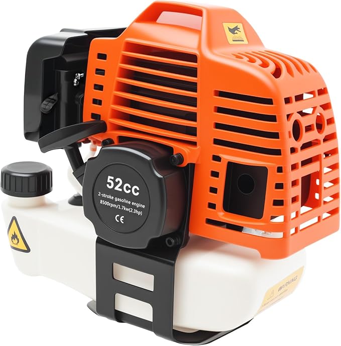 Brush Cutter, 2-Stroke 52CC 2.3HP Gas Lawn Edger Single Cylinder Air Cooled Weed Wacker Multifunction Weed Eater Aluminum Alloy Gas Powered Weed Trimmer Garden Trimmer w/0.26 Gal Fuel Tank Capacity