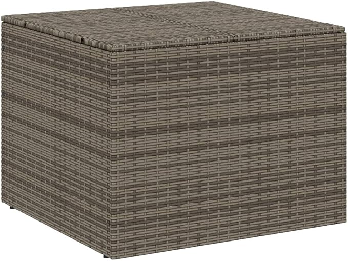 Grey PE Rattan Outdoor Garden Storage Box with Powder-Coated Steel Medium 291-Liter Capacity for Patio Balcony Organizer