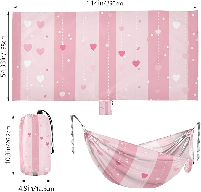 Blush Heart 330lb Capacity Hammocks for Camping Tree Hammock for Outside Beach Patio Garden Silla colgante para Patio Exterior