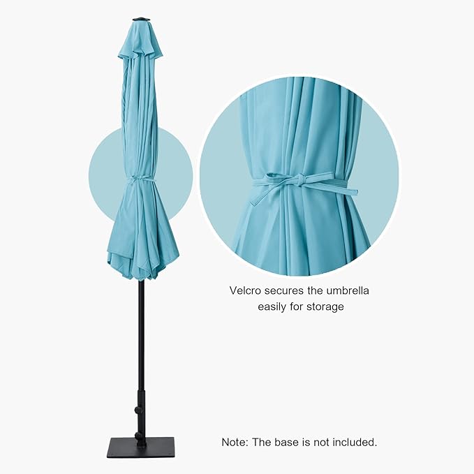Tempera Striped Patio Umbrellas Outdoor Table Market Umbrellas with Crank & Pust Button Tilt|Auto-Tilt, 8 Steel Ribs, High Color-Fastness Canopy