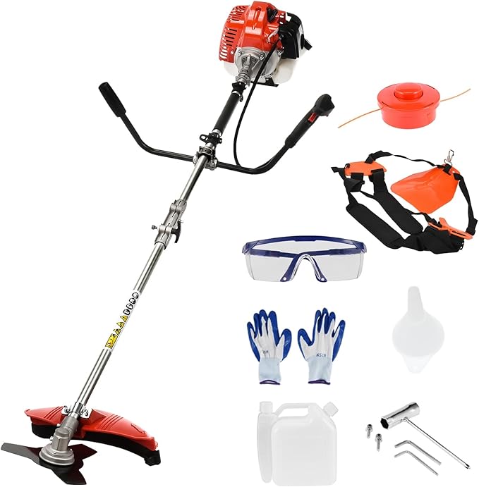 YOXIER 52CC Gas Weed Wacker, 2-Cycle 2 in 1 Gas Weed Eater, Upgraded 2.2KW/8500rpm Weed Wacker Gas Powered, Strong Power Brush Cutter, Gas String Trimmer for Daily Trimming Red