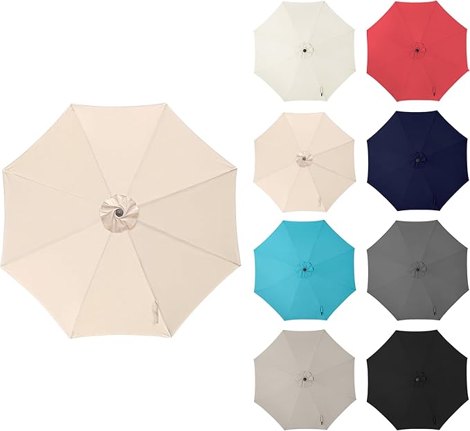 10ft Outdoor Patio Umbrella - Table Umbrella Waterproof UV Protection, Sombrillas de Patio with Push Button Tilt, Sun Umbrella for Pool, Porch, Garden, Deck, Backyard (Beige)
