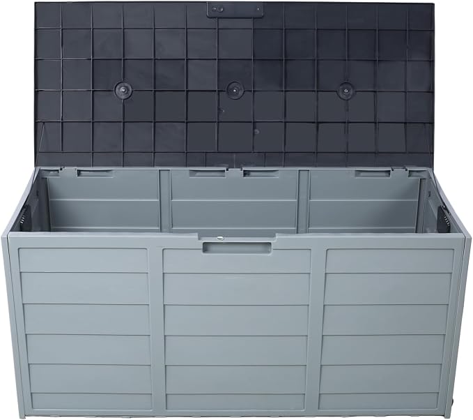 75 Gallon Resin Deck Box for Outdoor Storage Plastic Gray
