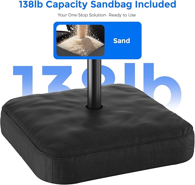 HOMSHADE 15FT Double Sided Umbrella with Light Bar and Base, Rectangle Oversized Patio Umbrellas, Extra Large Outdoor Table Umbrella for Pool, Patio, Garden (Dark Gray)