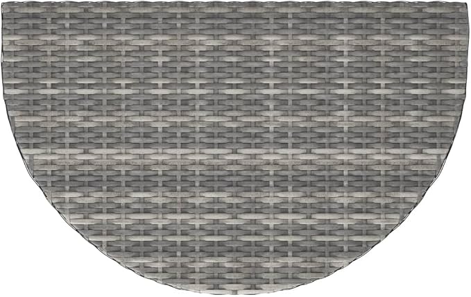 Wicker Half-Moon Patio Table, Half-Round Rattan Bistro Table, Gray 31.5"x19.7"x29.5" Poly Rattan, -285