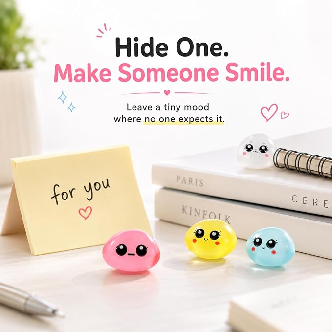 96 Pcs Mini Resin Expression Stones for Adult, Mini Trinkets, Figurines | Funny Meme Faces Figures for Desk Decor, Versatile for Miniature Landscapes, Potted Plants & DIY Crafts, Cute Party Favors