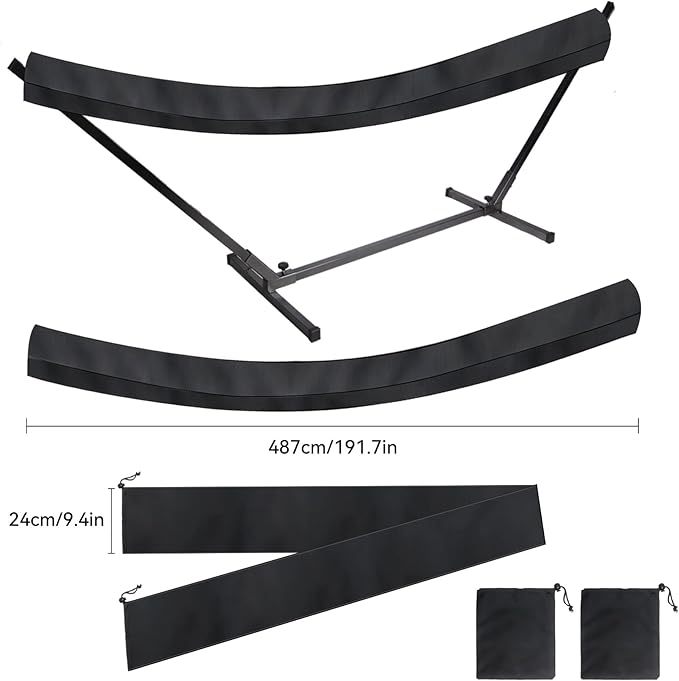 Klmnop 2 Pcs Hammock Sleeve Cover, 16 ft Lightweight Extra Long and Compact Camping Hammock Storage Protector Fits Most Hammocks(Black)
